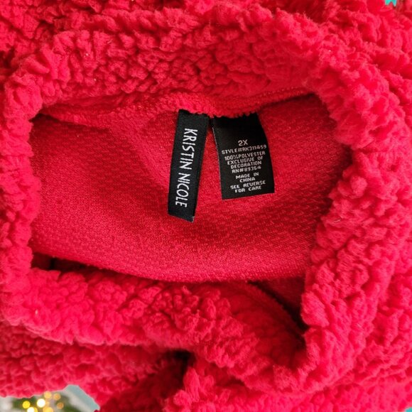 Kristin Nicole "Calories Don't Count at Christmas", Red Fluffy Sweater Sz 2X - Picture 4 of 4